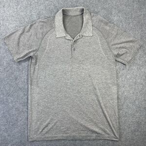 Lululemon Polo Shirt Mens Large Gray Live In Practice Golf Performance Tech